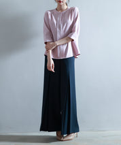 ベルト付きハイウエストワイドパンツsdp0263 ネイビー