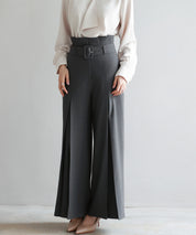 ベルト付きハイウエストワイドパンツsdp0263 チャコール