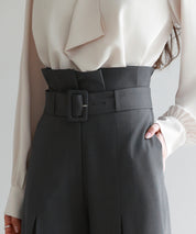 ベルト付きハイウエストワイドパンツsdp0263 チャコール