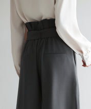 ベルト付きハイウエストワイドパンツsdp0263 チャコール