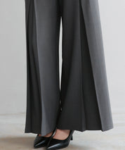 ベルト付きハイウエストワイドパンツsdp0263 チャコール