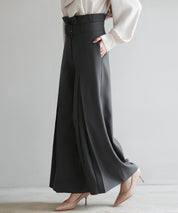 ベルト付きハイウエストワイドパンツsdp0263 チャコール