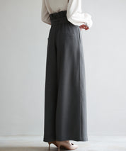 ベルト付きハイウエストワイドパンツsdp0263 チャコール