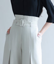 ベルト付きハイウエストワイドパンツsdp0263 アイボリー