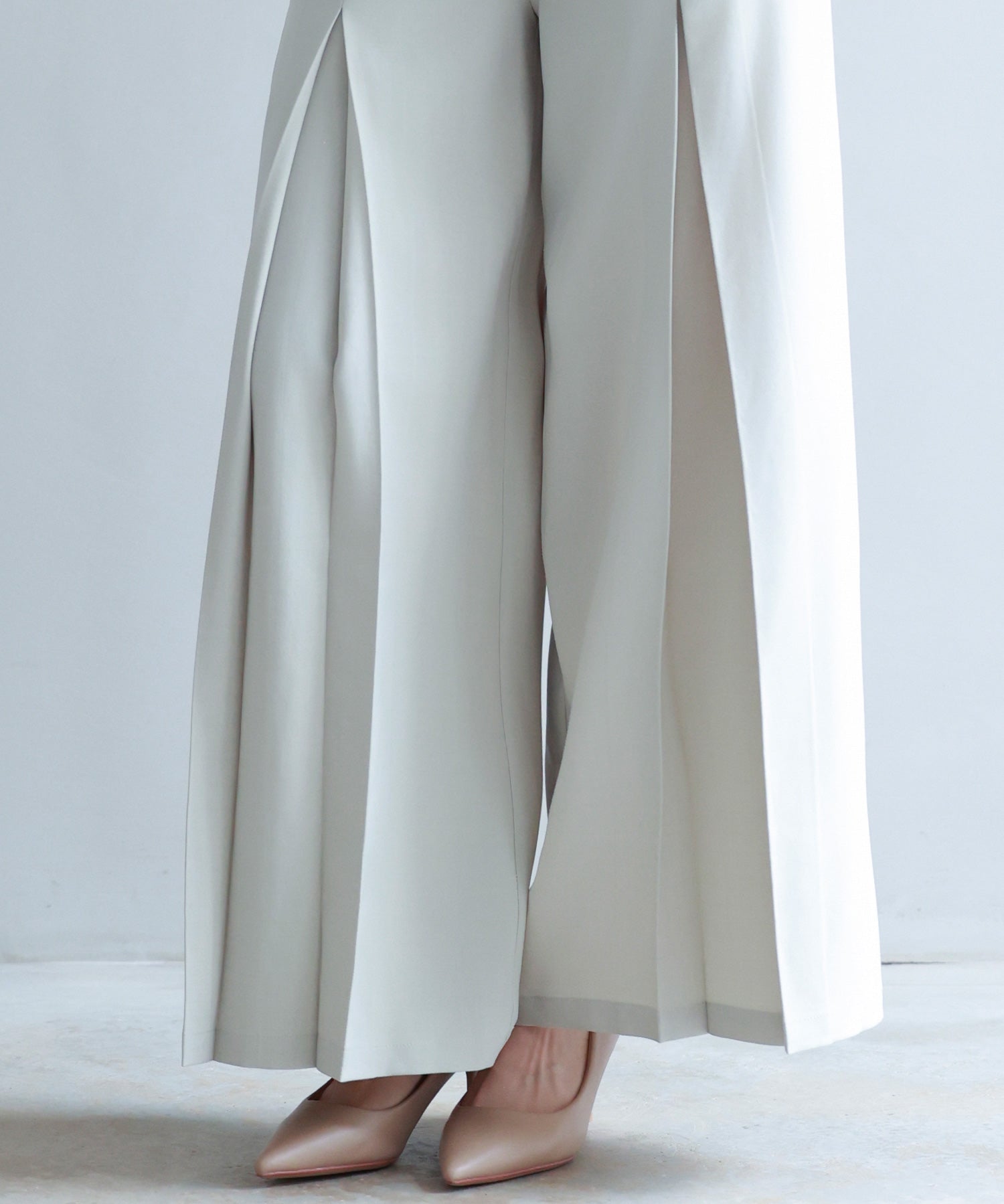 ベルト付きハイウエストワイドパンツsdp0263 アイボリー