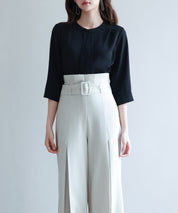 ベルト付きハイウエストワイドパンツsdp0263 アイボリー