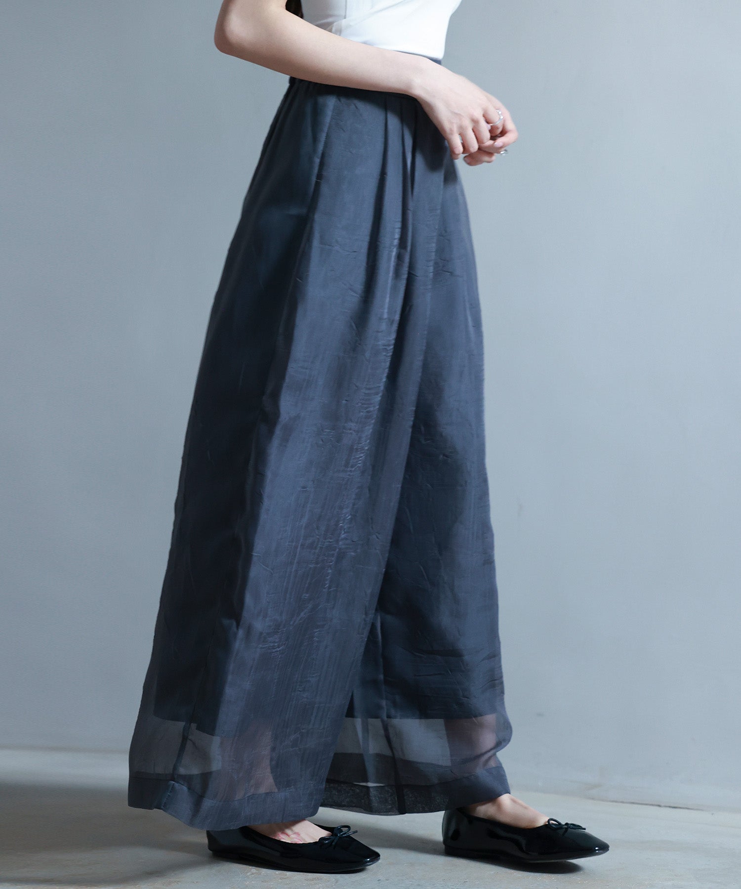 フロントタックシアーワイドパンツsdp0264 チャコール