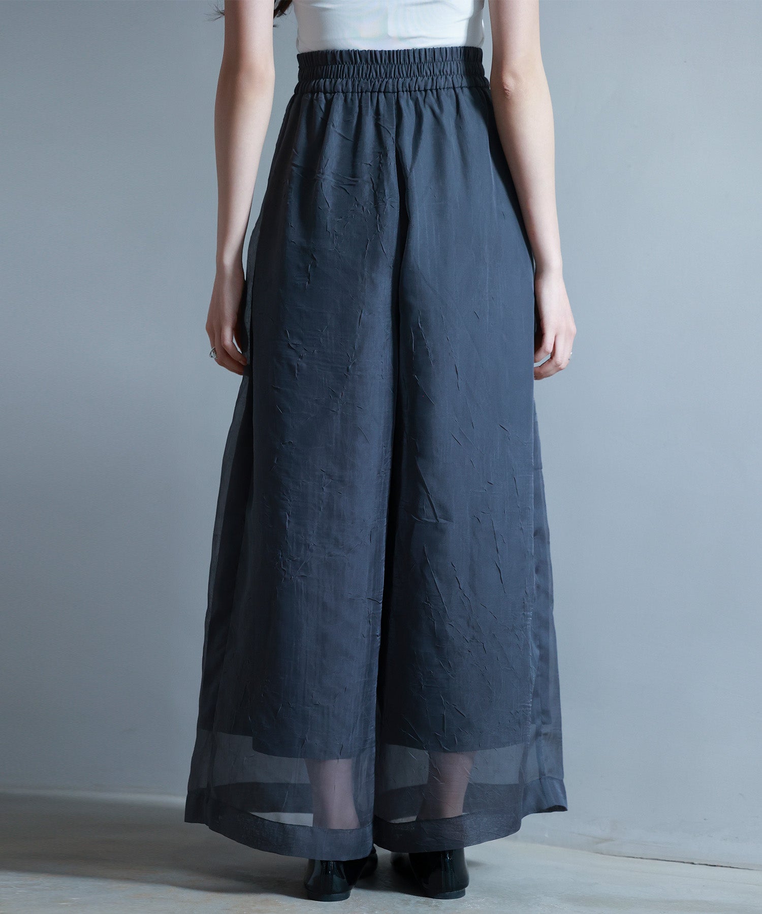 フロントタックシアーワイドパンツsdp0264 チャコール