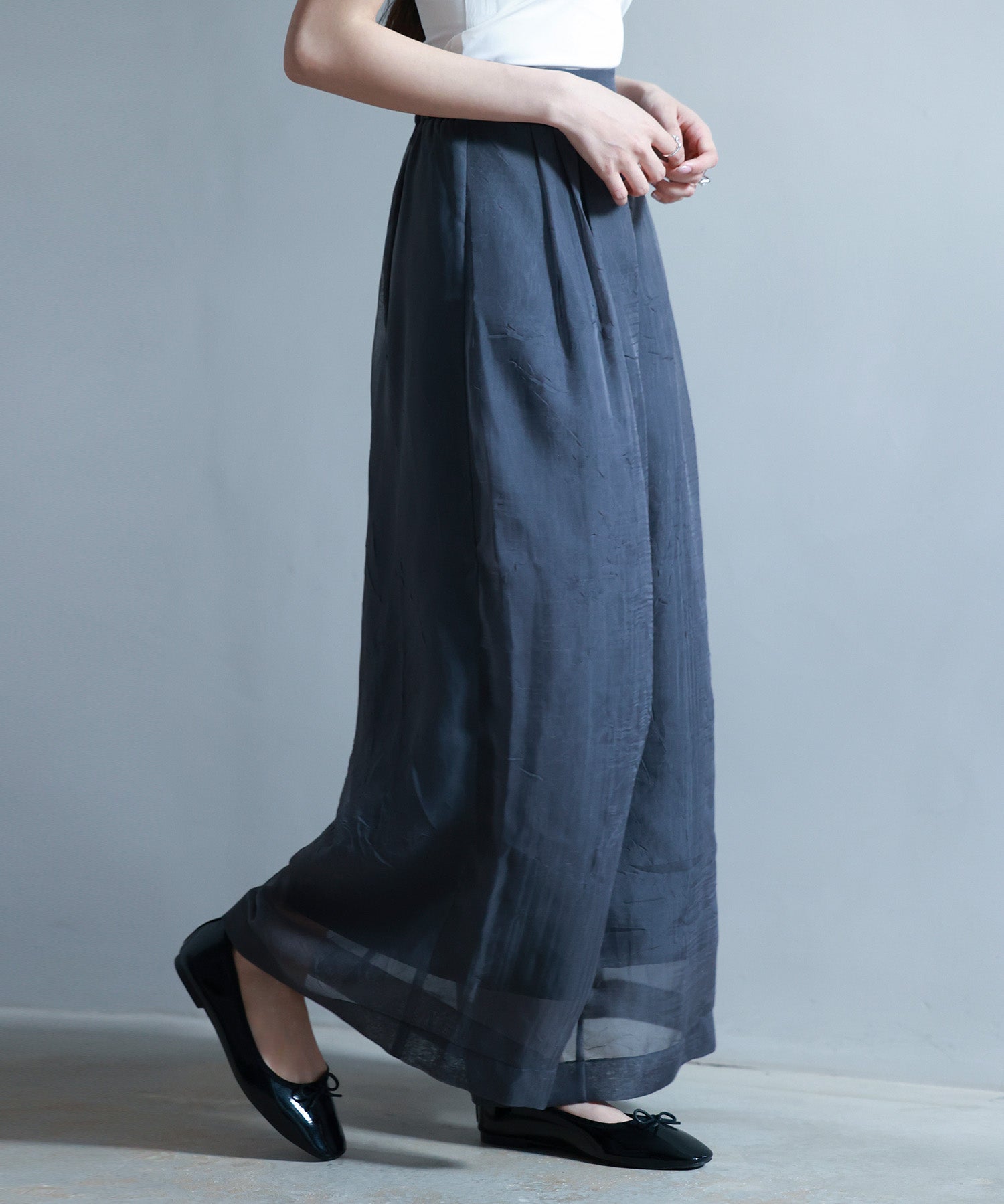 フロントタックシアーワイドパンツsdp0264 チャコール