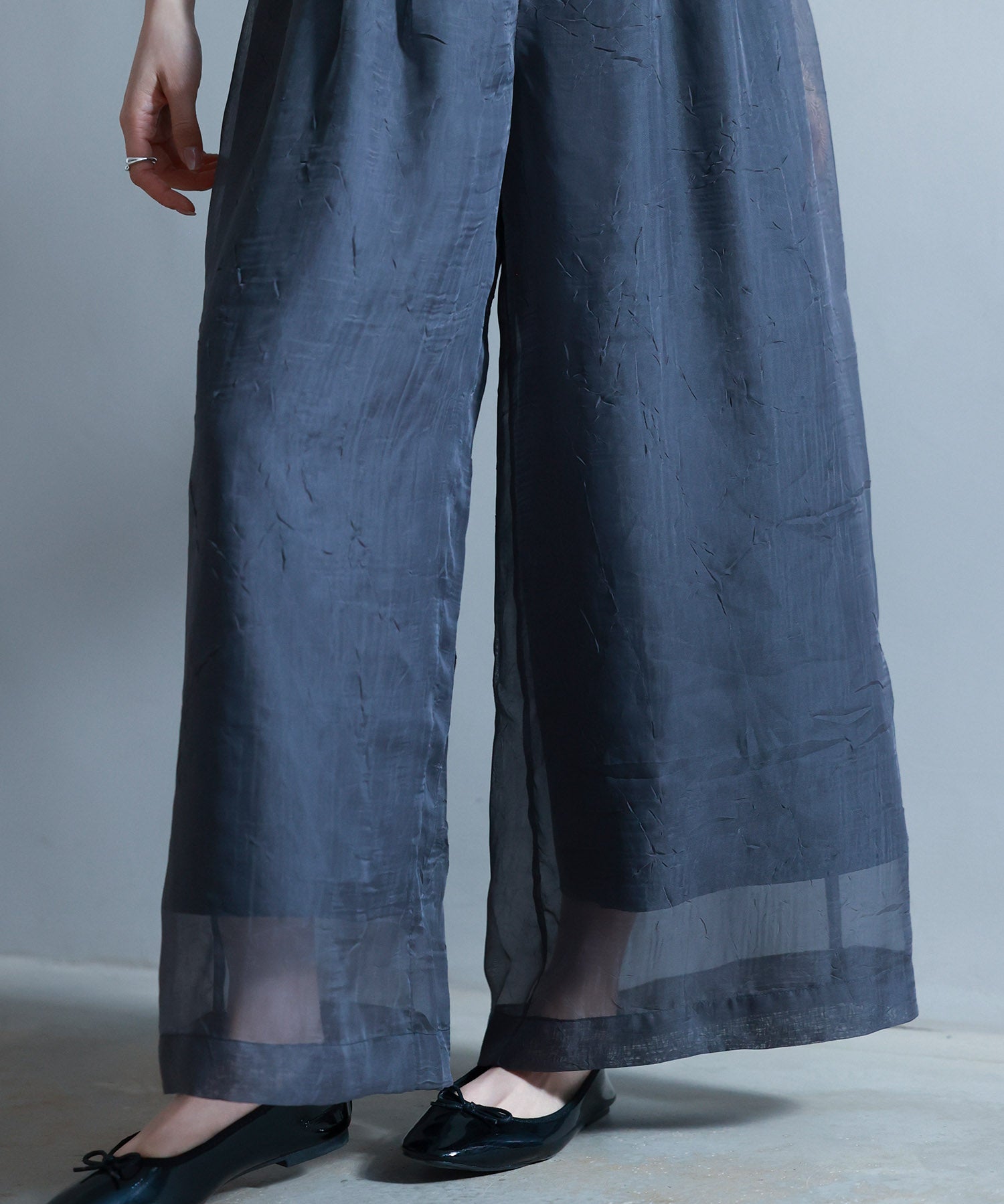 フロントタックシアーワイドパンツsdp0264 チャコール