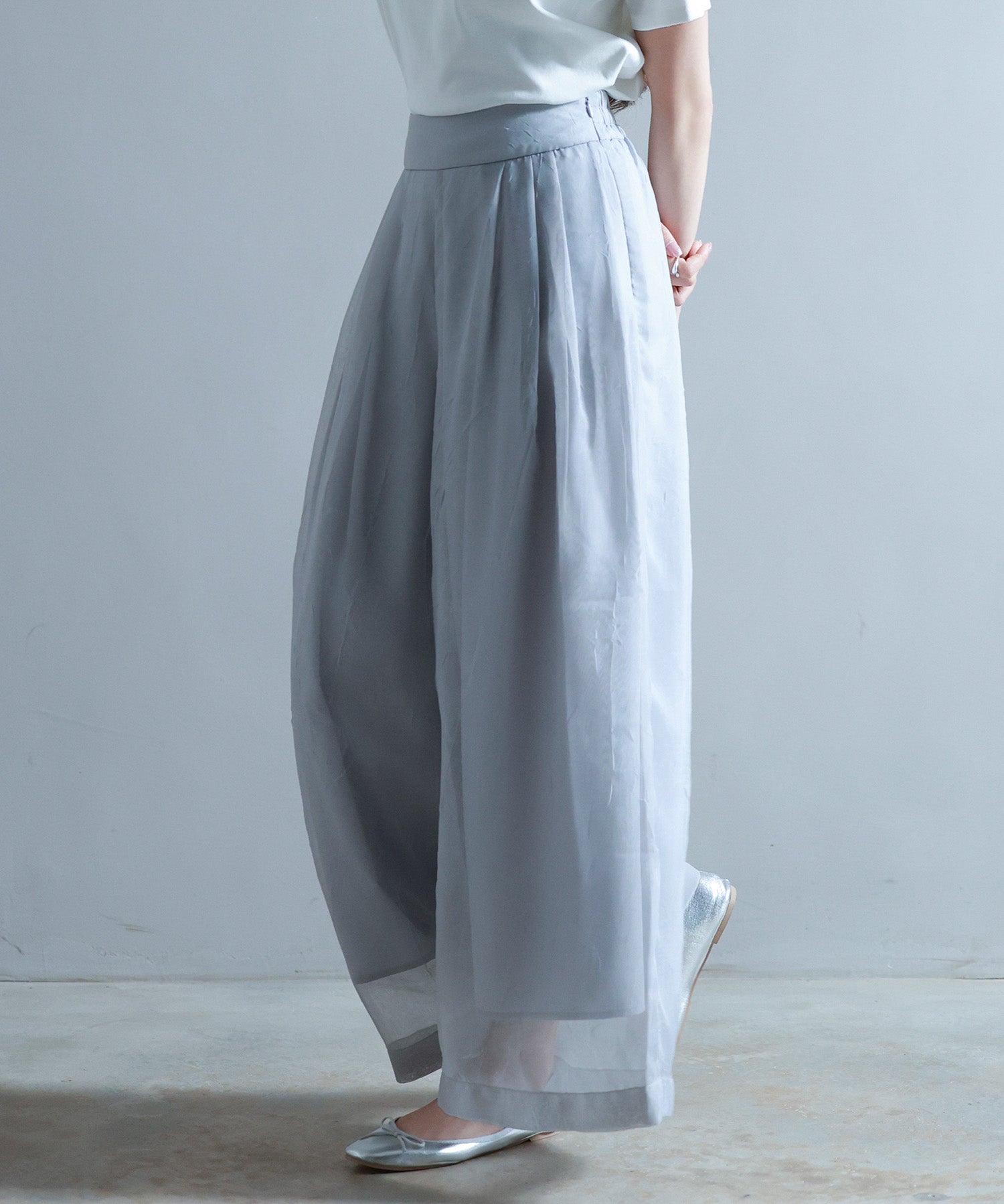 フロントタックシアーワイドパンツsdp0264 ライトグレー