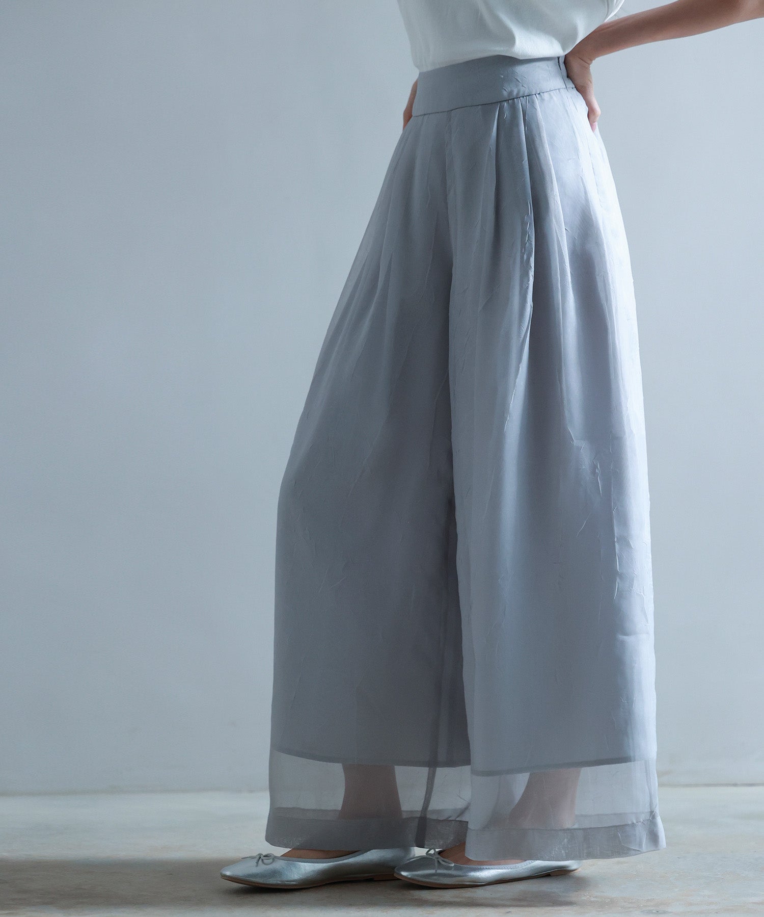フロントタックシアーワイドパンツsdp0264 ライトグレー