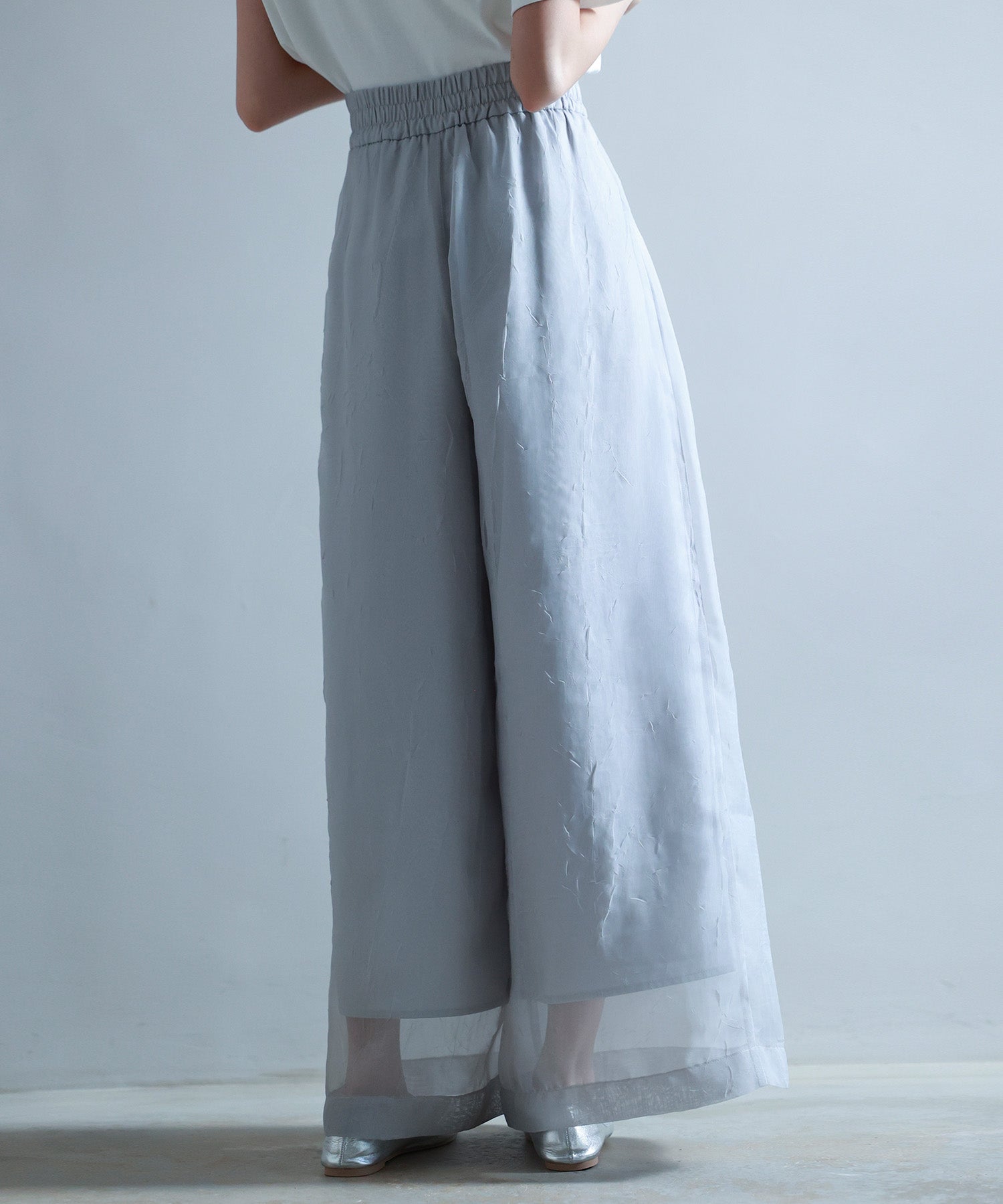 フロントタックシアーワイドパンツsdp0264 ライトグレー