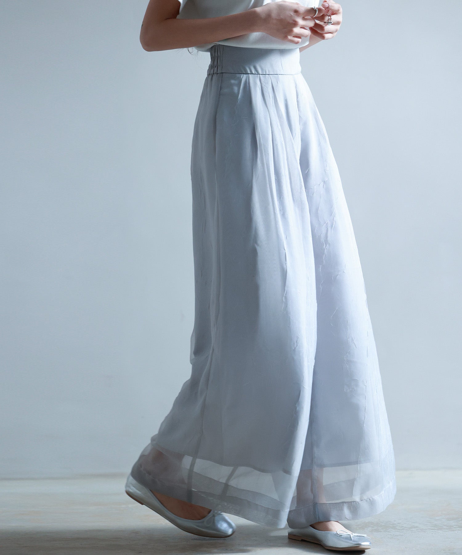 フロントタックシアーワイドパンツsdp0264 ライトグレー