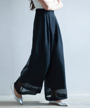 フロントタックシアーワイドパンツsdp0264 ブラック