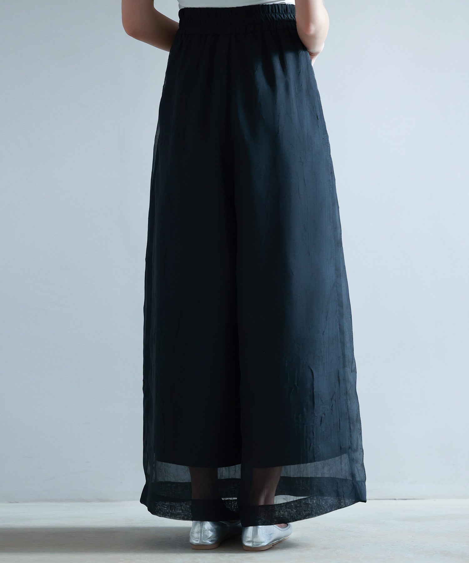 フロントタックシアーワイドパンツsdp0264 ブラック