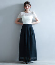 フロントタックシアーワイドパンツsdp0264 ブラック