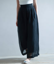 フロントタックシアーワイドパンツsdp0264 ブラック