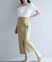 ハイウエストロング丈タイトスカートsdp0265 ライトブラウン