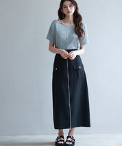 ハイウエストロング丈タイトスカートsdp0265 ブラック