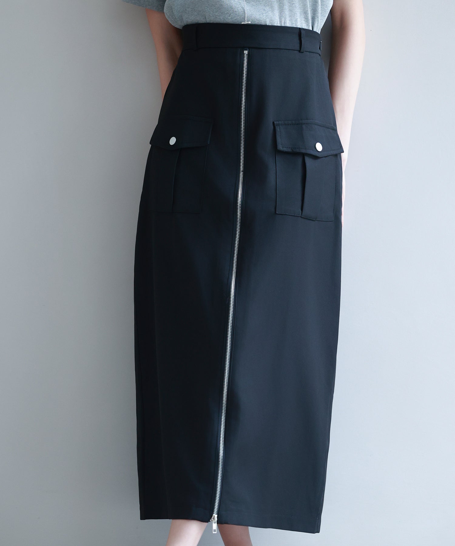 ハイウエストロング丈タイトスカートsdp0265 ブラック