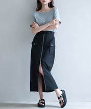 ハイウエストロング丈タイトスカートsdp0265 ブラック