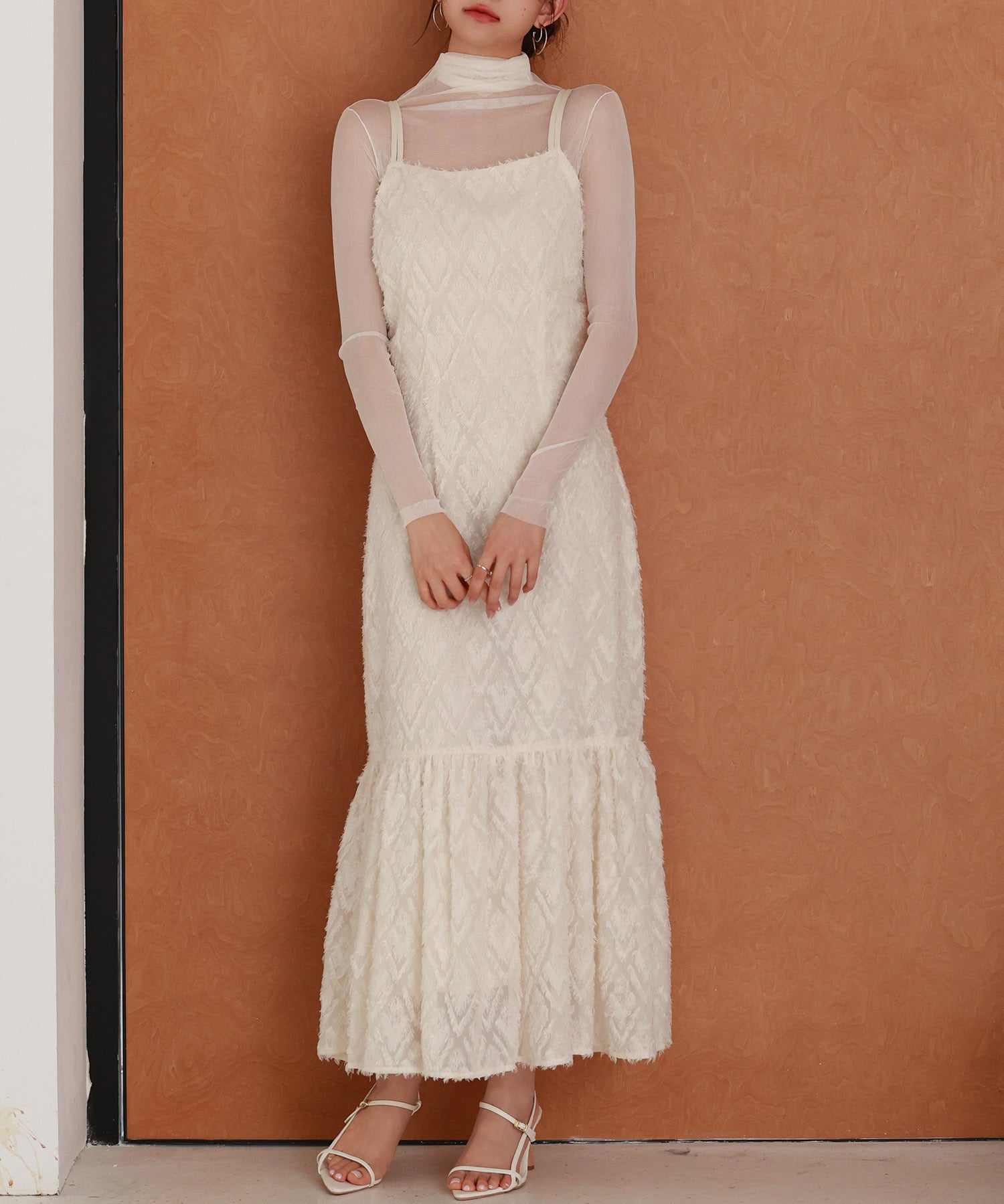 ジャガード柄マーメイドロングキャミワンピースsdp0266-102-38