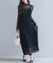 総レースとキャミワンピースの2点セットsdp0268 ブラック