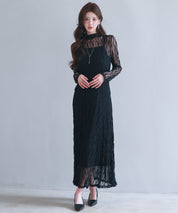 総レースとキャミワンピースの2点セットsdp0268 ブラック