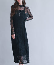 総レースとキャミワンピースの2点セットsdp0268 ブラック