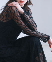 総レースとキャミワンピースの2点セットsdp0268 ブラック