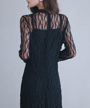 総レースとキャミワンピースの2点セットsdp0268 ブラック