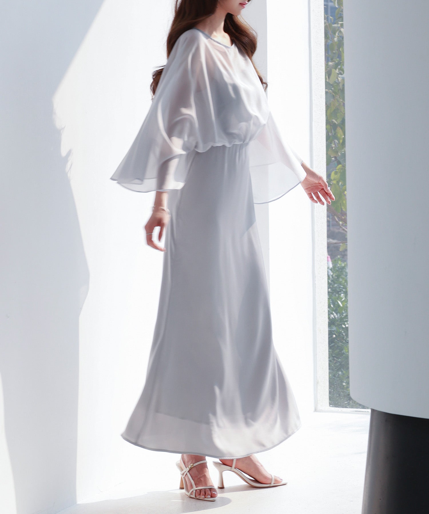 異素材ドッキングロング丈ワンピースsdp0269 グレー