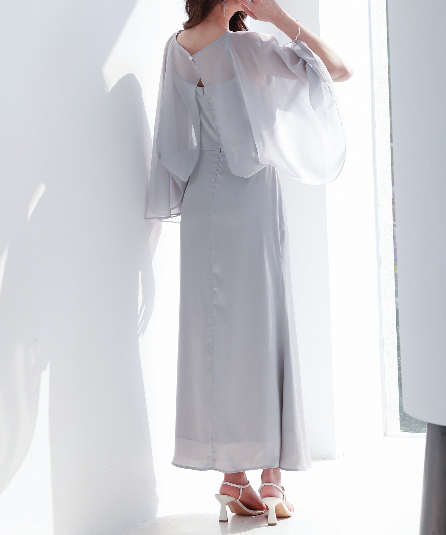 異素材ドッキングロング丈ワンピースsdp0269 グレー