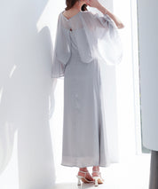 異素材ドッキングロング丈ワンピースsdp0269 グレー
