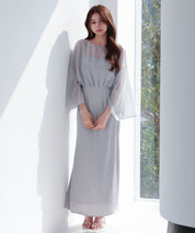 異素材ドッキングロング丈ワンピースsdp0269 グレー