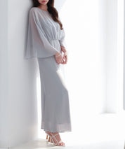 異素材ドッキングロング丈ワンピースsdp0269 グレー