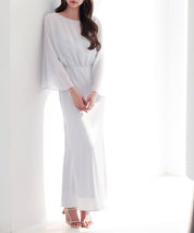 異素材ドッキングロング丈ワンピースsdp0269 ホワイト