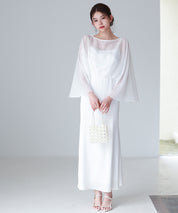 異素材ドッキングロング丈ワンピースsdp0269 ホワイト