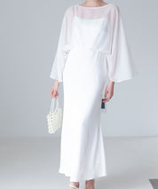 異素材ドッキングロング丈ワンピースsdp0269 ホワイト