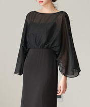 異素材ドッキングロング丈ワンピースsdp0269 ブラック