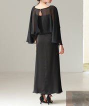 異素材ドッキングロング丈ワンピースsdp0269 ブラック