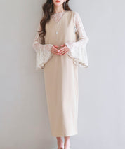 総レースブラウスとワンピースの2点セットsdp0271 ベージュ