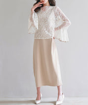 総レースブラウスとワンピースの2点セットsdp0271 ベージュ
