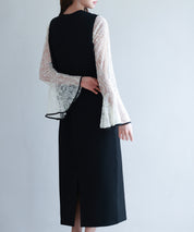 総レースブラウスとワンピースの2点セットsdp0271 ブラック