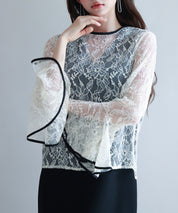 総レースブラウスとワンピースの2点セットsdp0271 ブラック