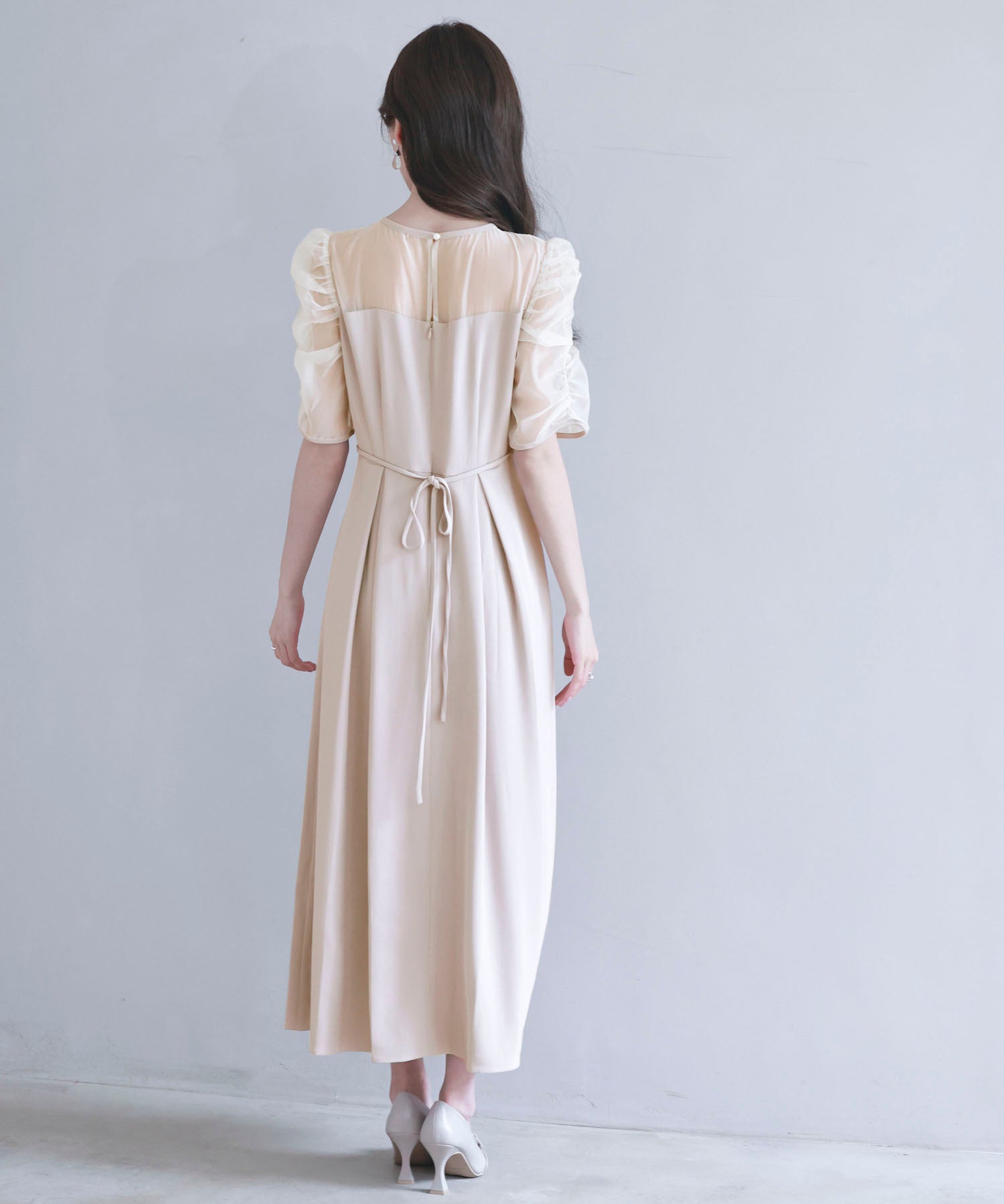 異素材ドッキングビスチェ風ワンピースsdp0272 ベージュ