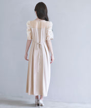 異素材ドッキングビスチェ風ワンピースsdp0272 ベージュ