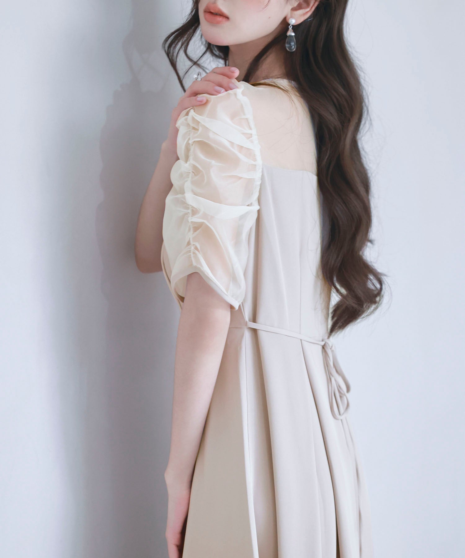 異素材ドッキングビスチェ風ワンピースsdp0272 ベージュ