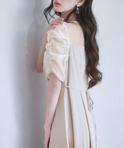 異素材ドッキングビスチェ風ワンピースsdp0272 ベージュ